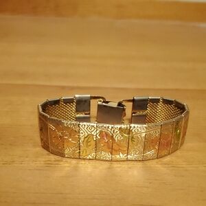 Gold-Tone Floral Link Bracelet - Women's Jewelry